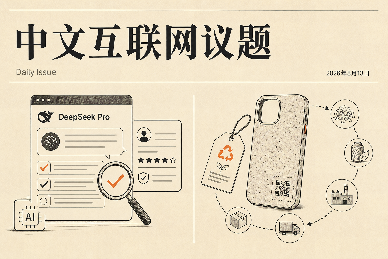 自制议题示意图:梳理 DeepSeek Pro 评测讨论与手机壳再生材料追溯要点,不代表新闻机构报道或背书