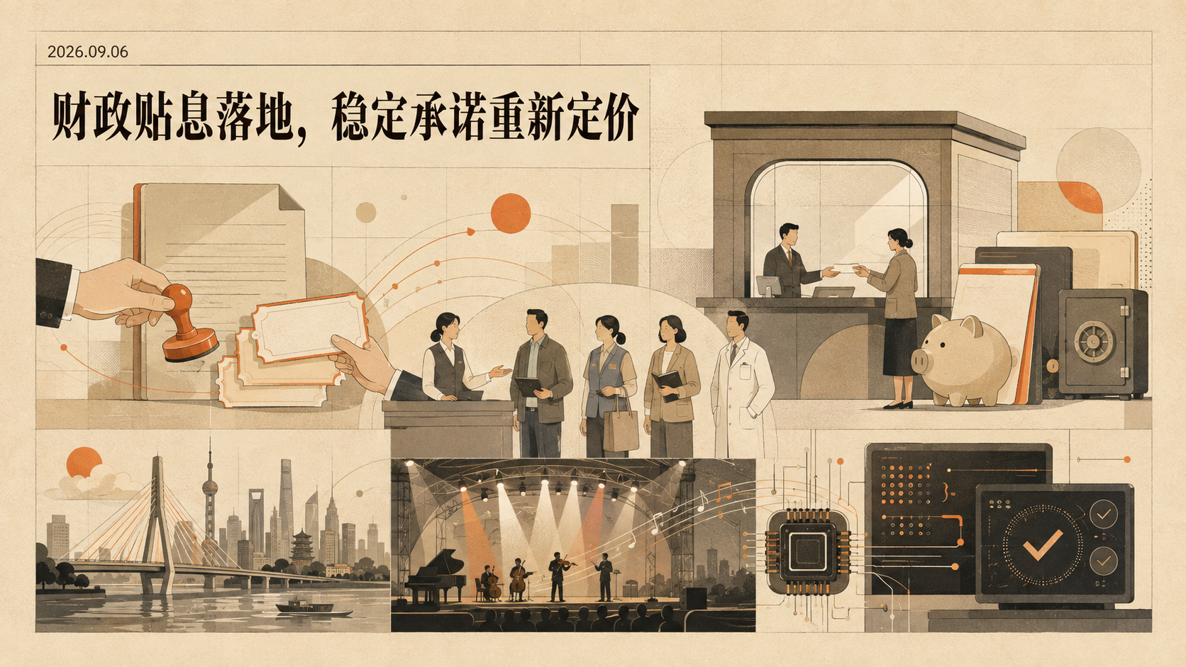 自制插画:2026年9月6日《财政贴息落地,稳定承诺重新定价》主视觉