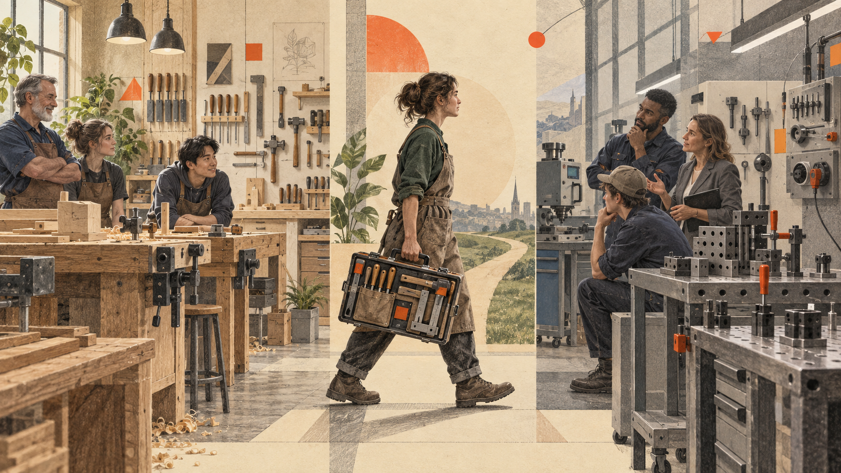 四年学员制:技能培养与跨环境就业的主题插画