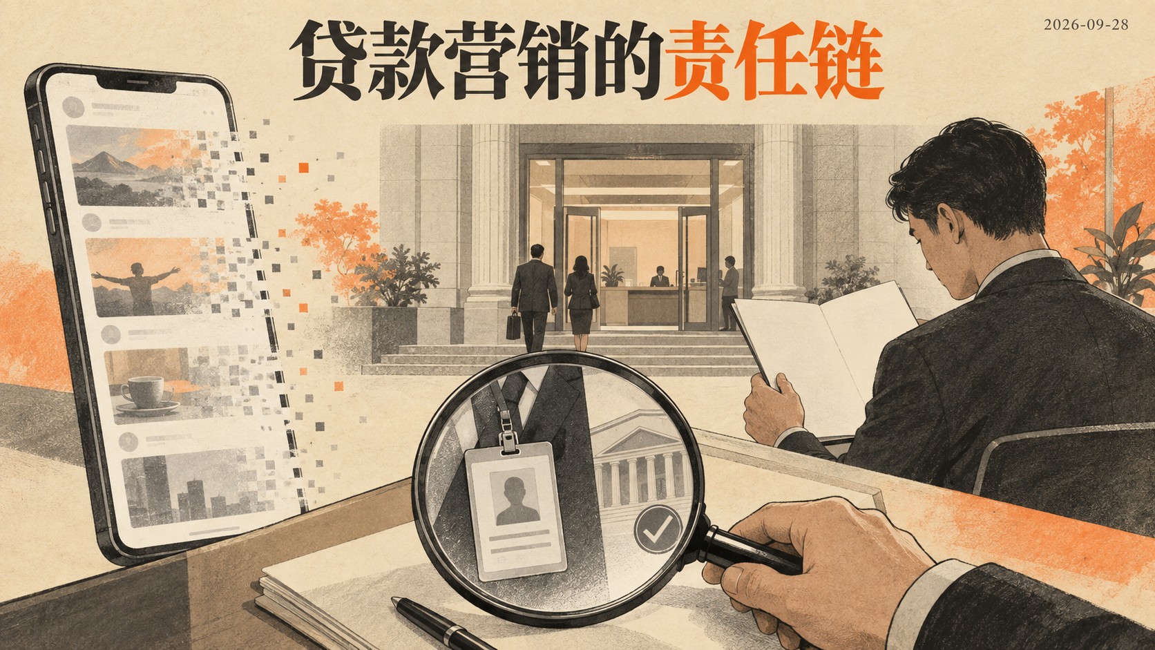 自制主题插画：贷款营销的责任链