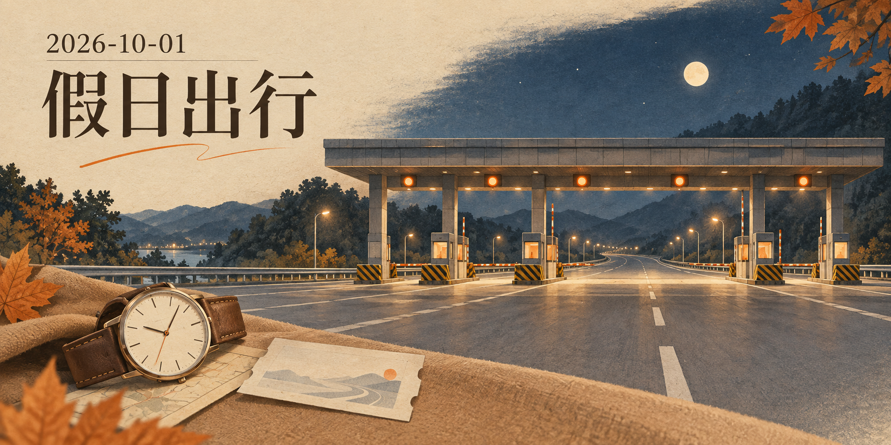 自制插图：2026年10月1日假日出行，收费站与时间成本
